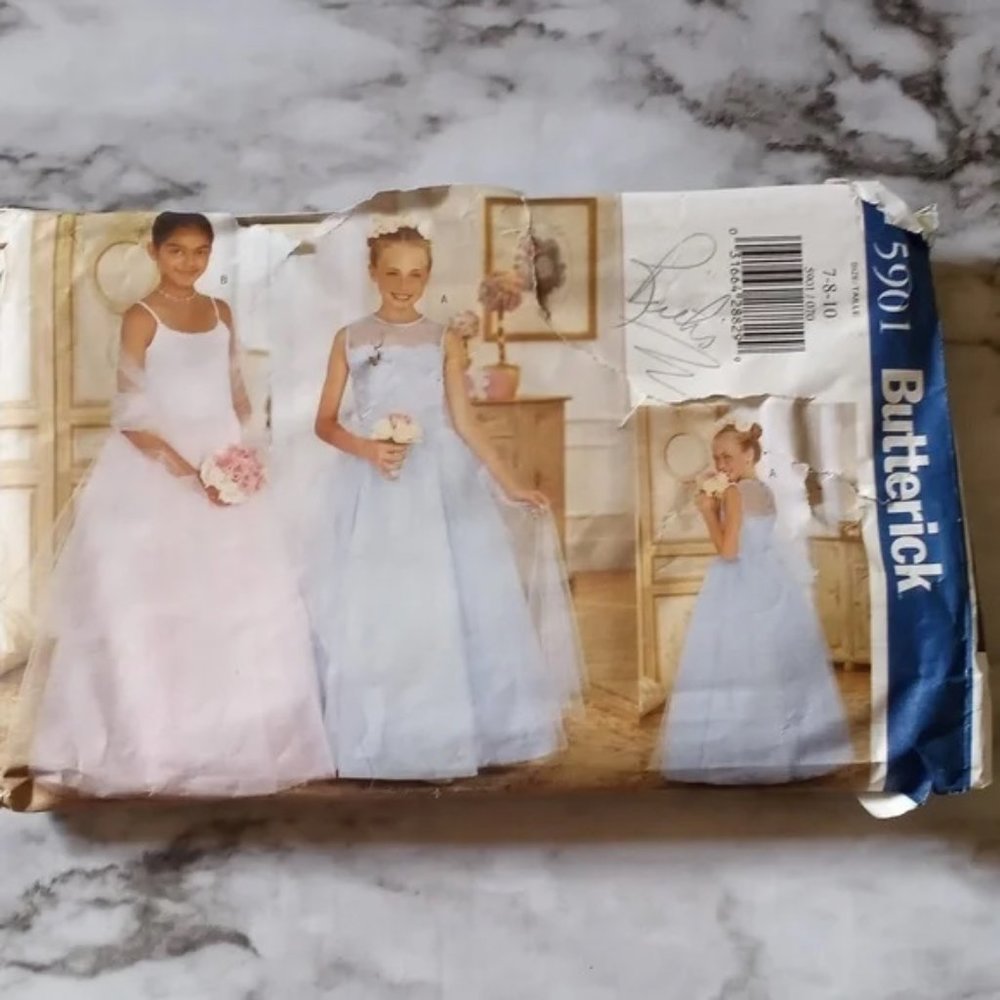 SEWING PATTERN - #5901 Butterick Bridal Wedding Formal Flowergirl Dress